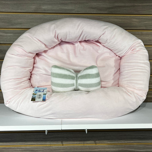 PetTrip Pink Round Reversible Pet Bed w/ Pillow