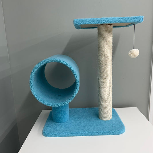 Armarkat Sky Blue 25" Cat Tree w/ Tunnel and Perch