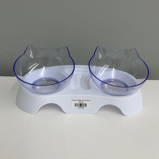 Tilted Cat Bowl Set w/ Stand